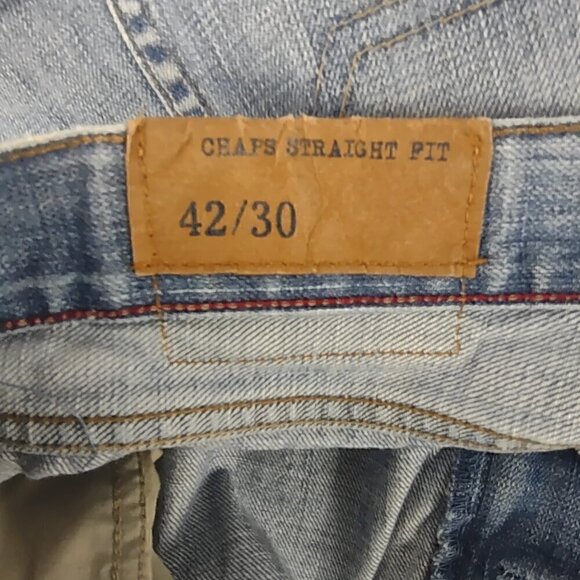 Chaps Straight Fit Blue Denim Cargo 100% Cotton Y2K Vintage Jeans Size 42x30 - Picture 9 of 10